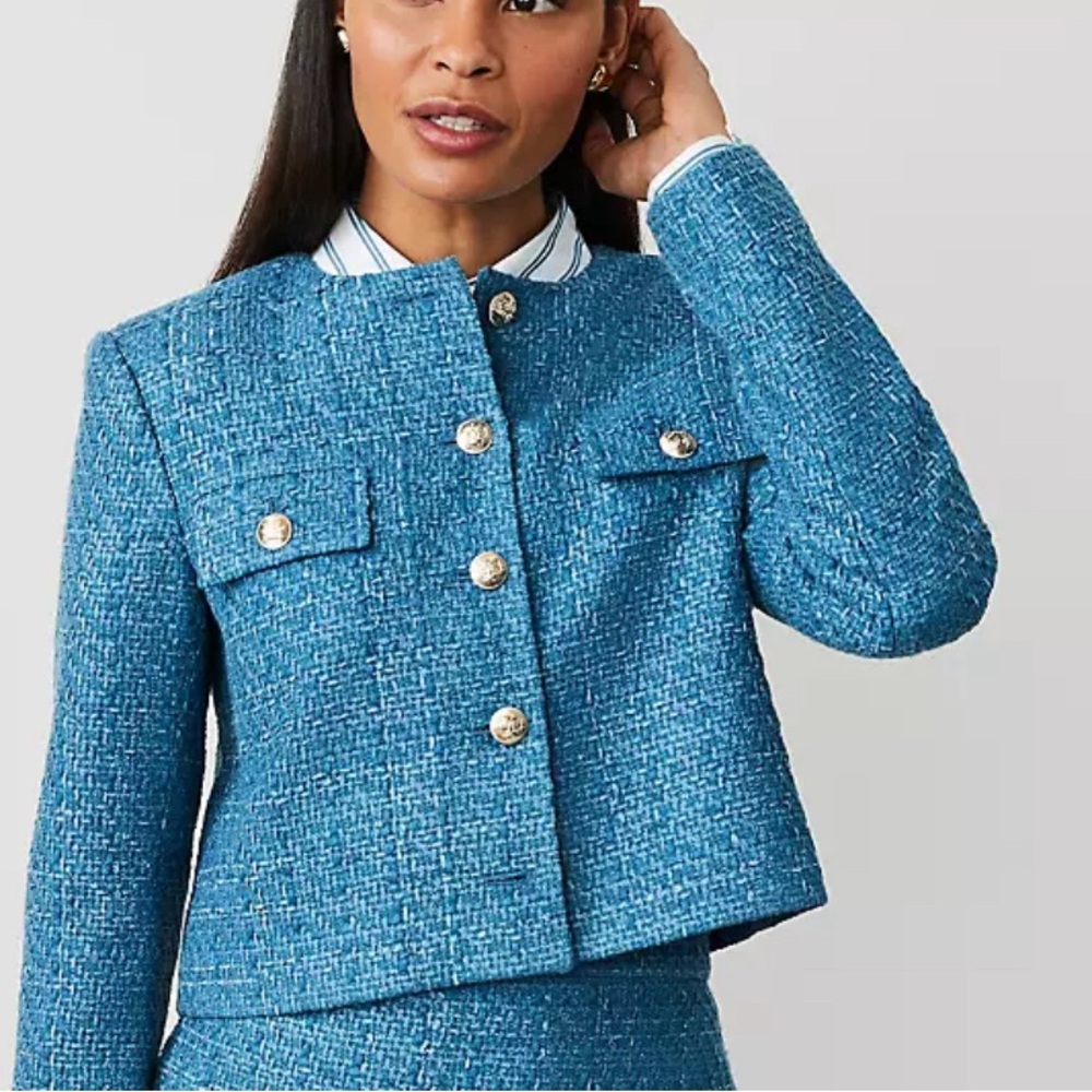 Ann Taylor Blue Tweed Women's Jacket NWT